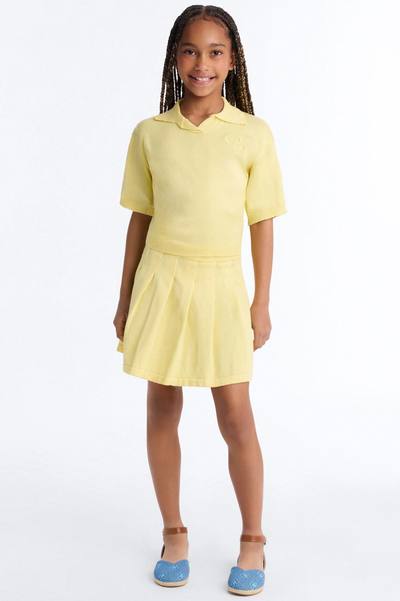Mini Heartbeats In Harmony Pleated Mini Skirt Set - Yellow
