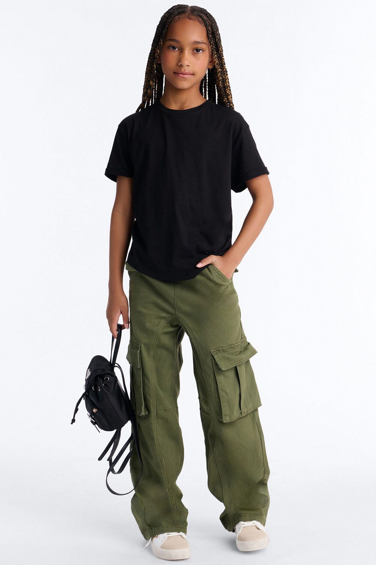 Mini Portland Washed Cargo Pant - Military Green
