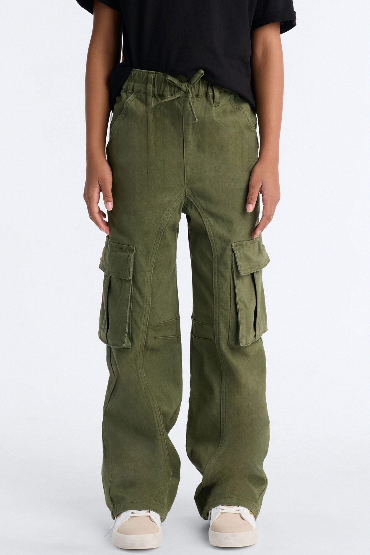 Mini Portland Washed Cargo Pant - Military Green
