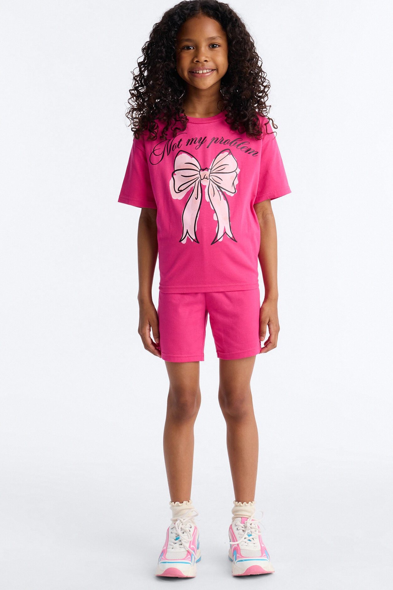 Mini Not My Problem Short Set - Hot Pink