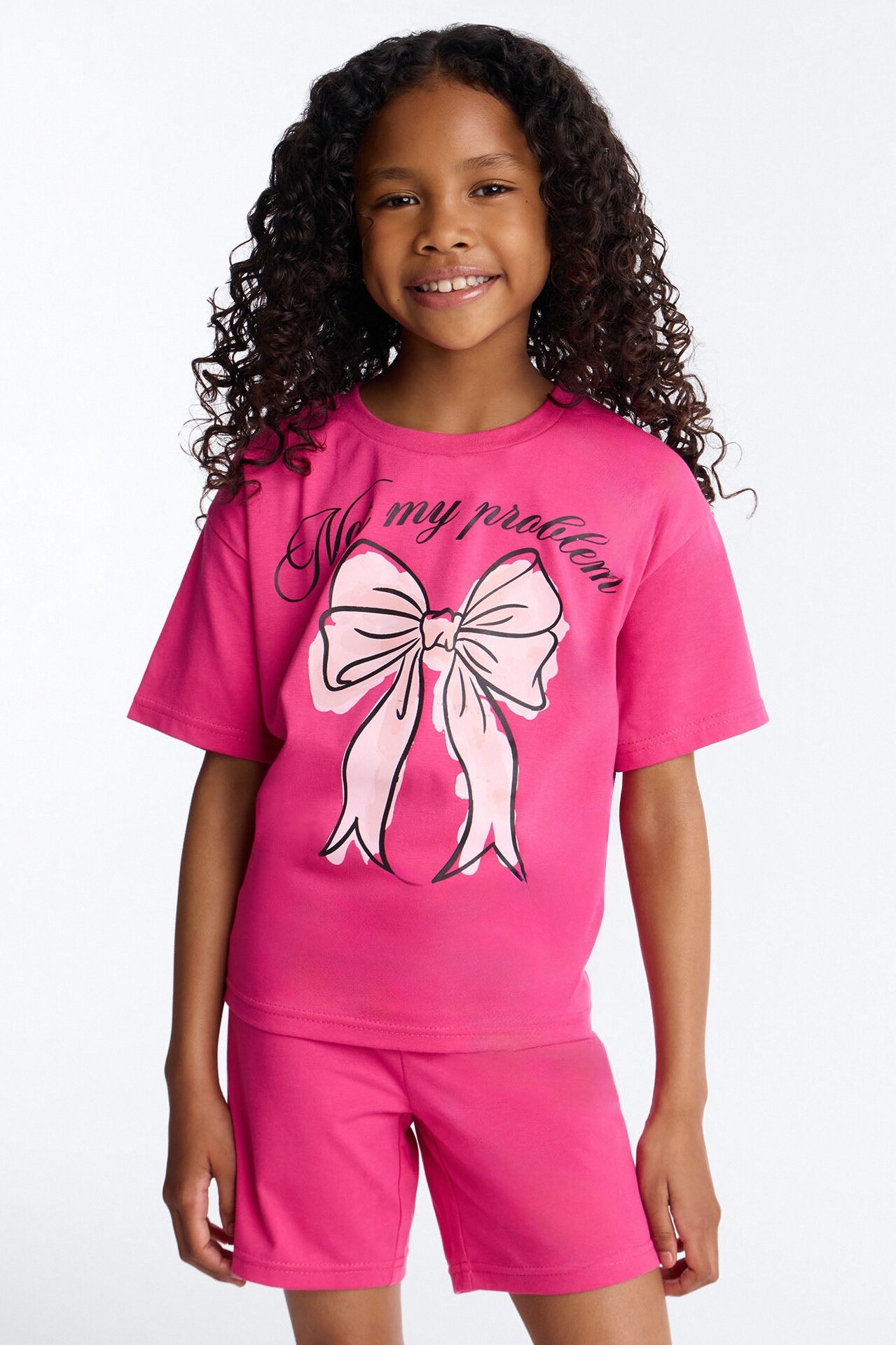 Mini Not My Problem Short Set - Hot Pink