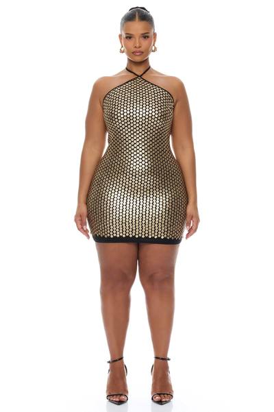 Kiora Halter Sequin Mini Dress - Black/Gold