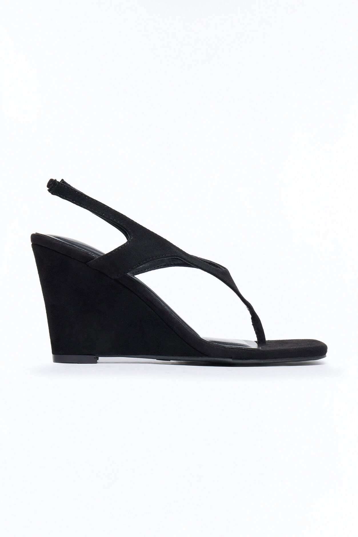 Cabley Suede Slingback Thong Wedges - Black
