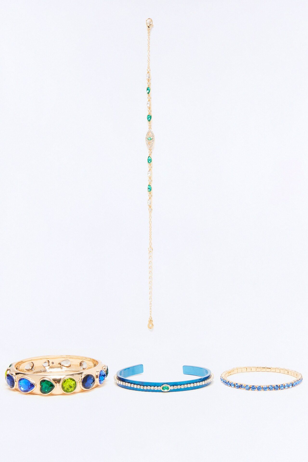 Cancun Crest 4 Piece Multi Bracelet Set - Gold/Blue