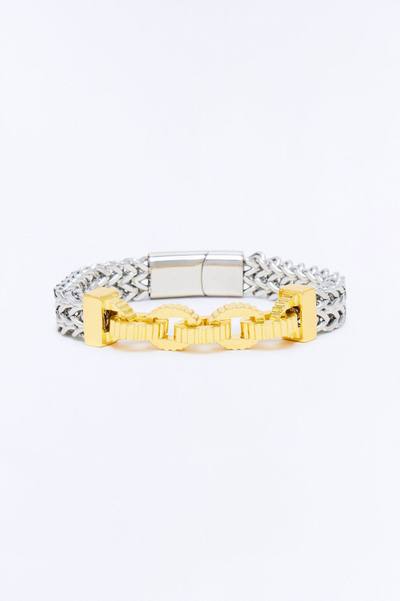 Two Tone Chain Link Bracelet - Silver/Combo