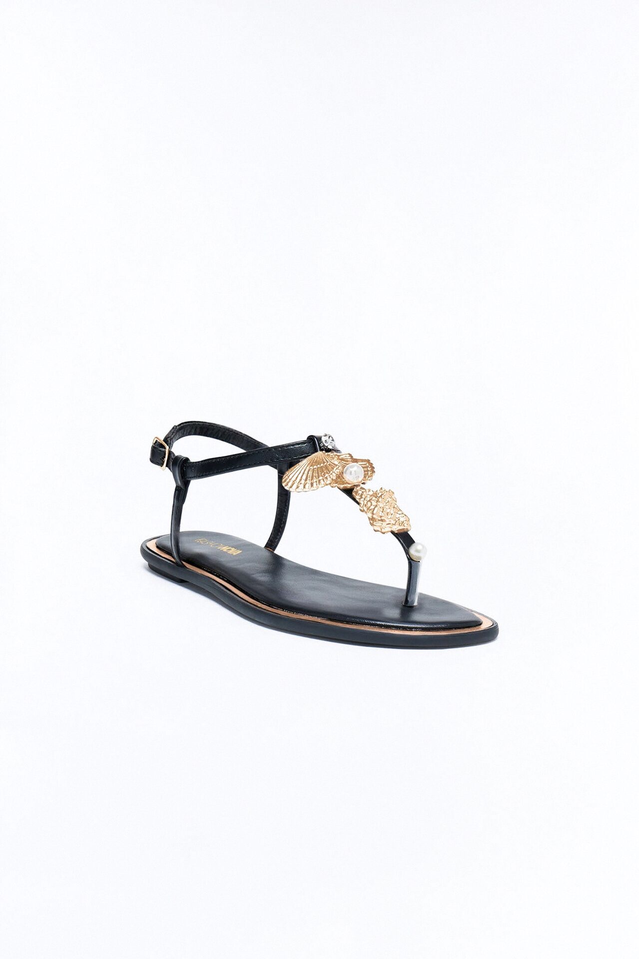 Shann Hardware Ankle Strap Sandals - Black