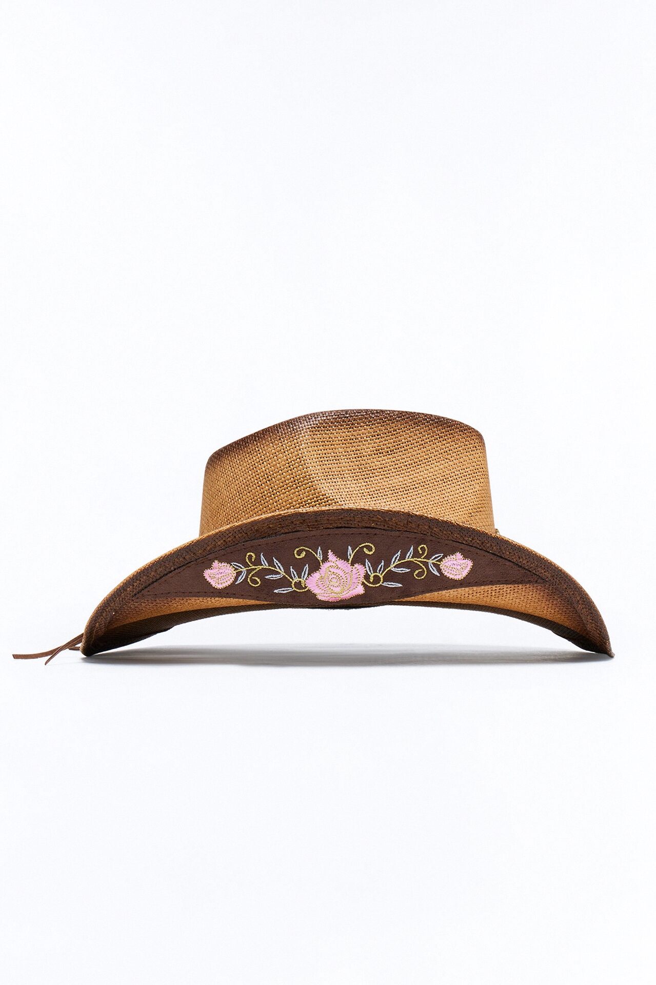 Prairie Vibes Embroidered Straw Cowboy Hat - Khaki