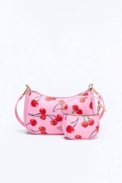Just Like A Cherry Faux Leather Shoulder Handbag - Pink