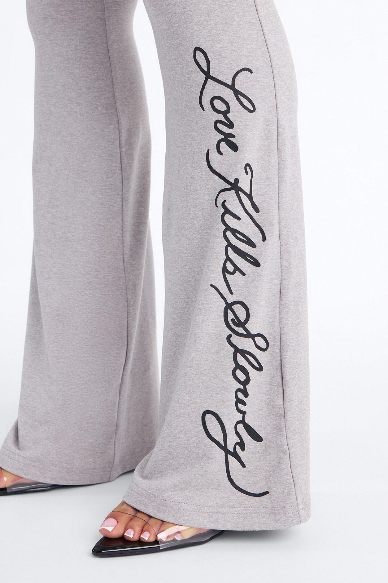 Ed Hardy Keep The Faith Flare PJ Pant Set - Heather Grey