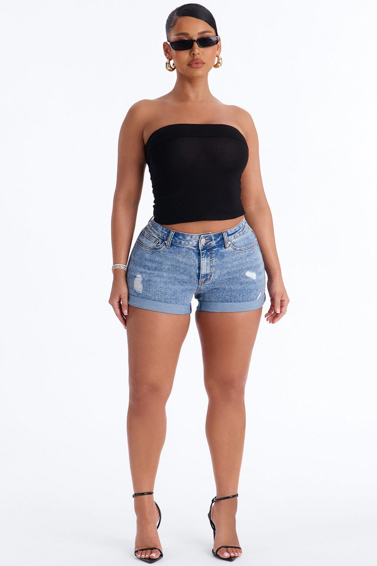 Kimberly Fold Over Tube Top - Black