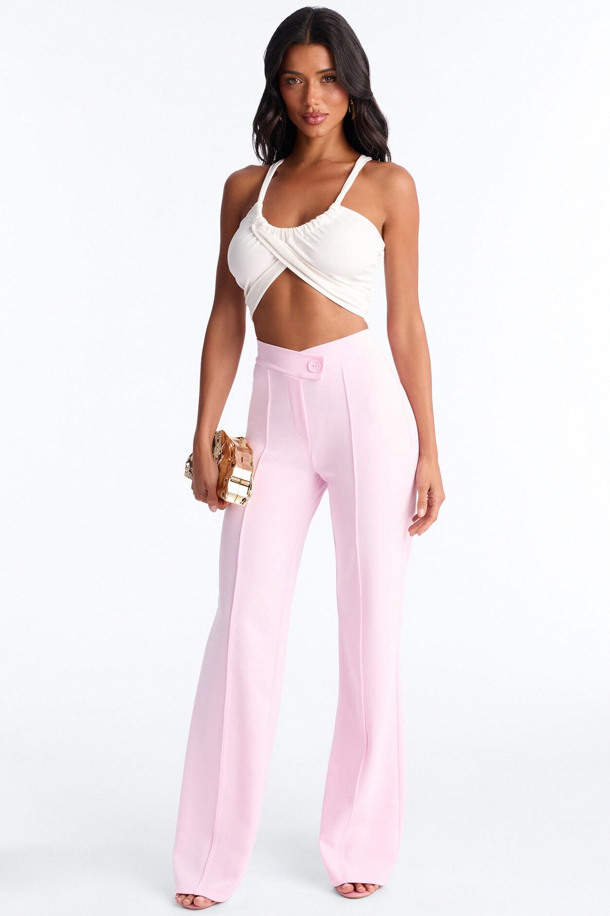 Call It Even Wide Leg Dress Pants - Light Pink