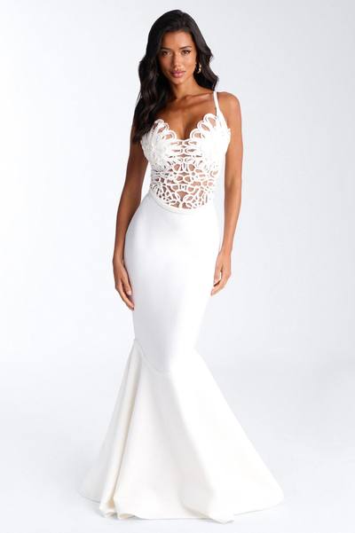 Monique Bandage Mermaid Maxi Dress - White