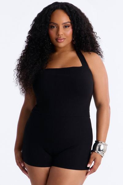 Kennedy Snatched Halter Romper - Black