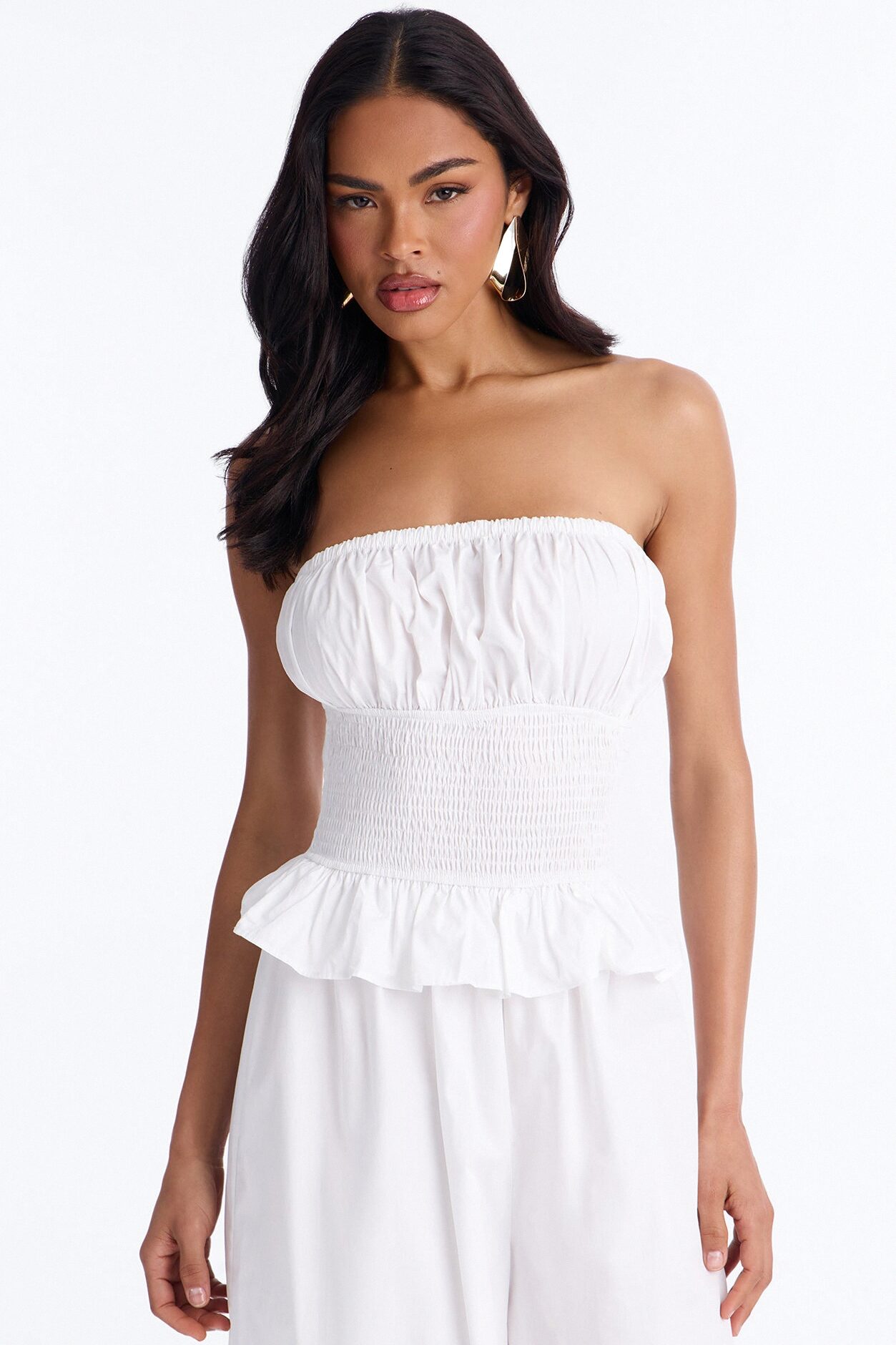 Airy Moment Poplin Balloon Leg Jumpsuit - White