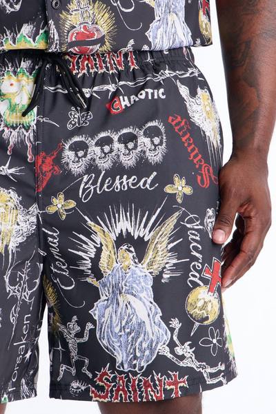 Graffiti Parlor All Over Printed Swim Trunk 7″ - Multi Color