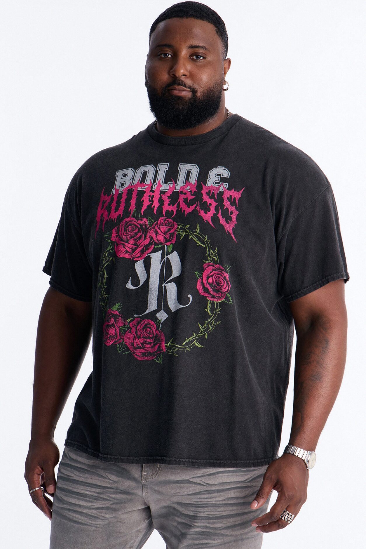 Bold And Ruthless Oversized Short Sleeve Tee - Black
