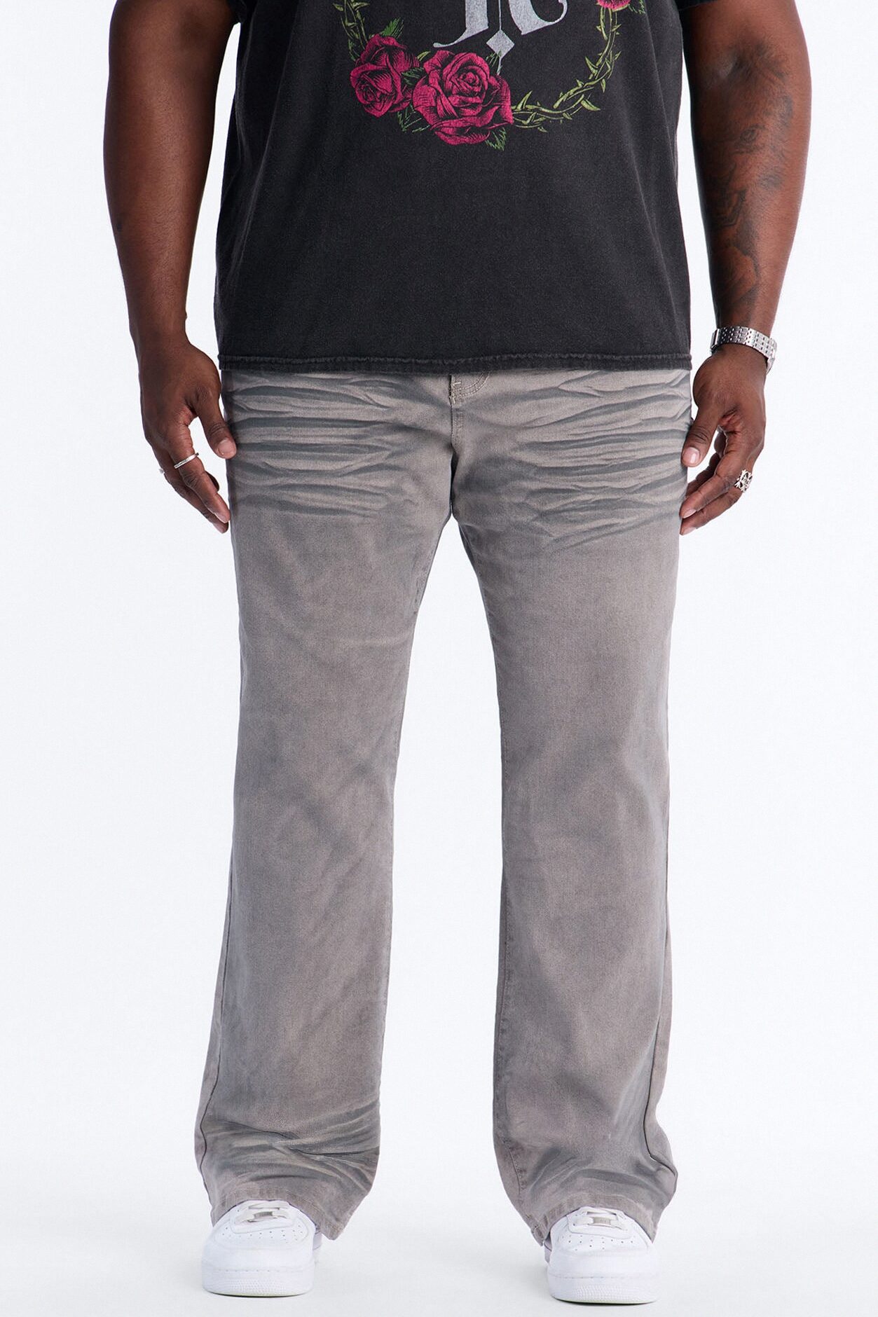 Worn In Stacked Slim Flare - Grey