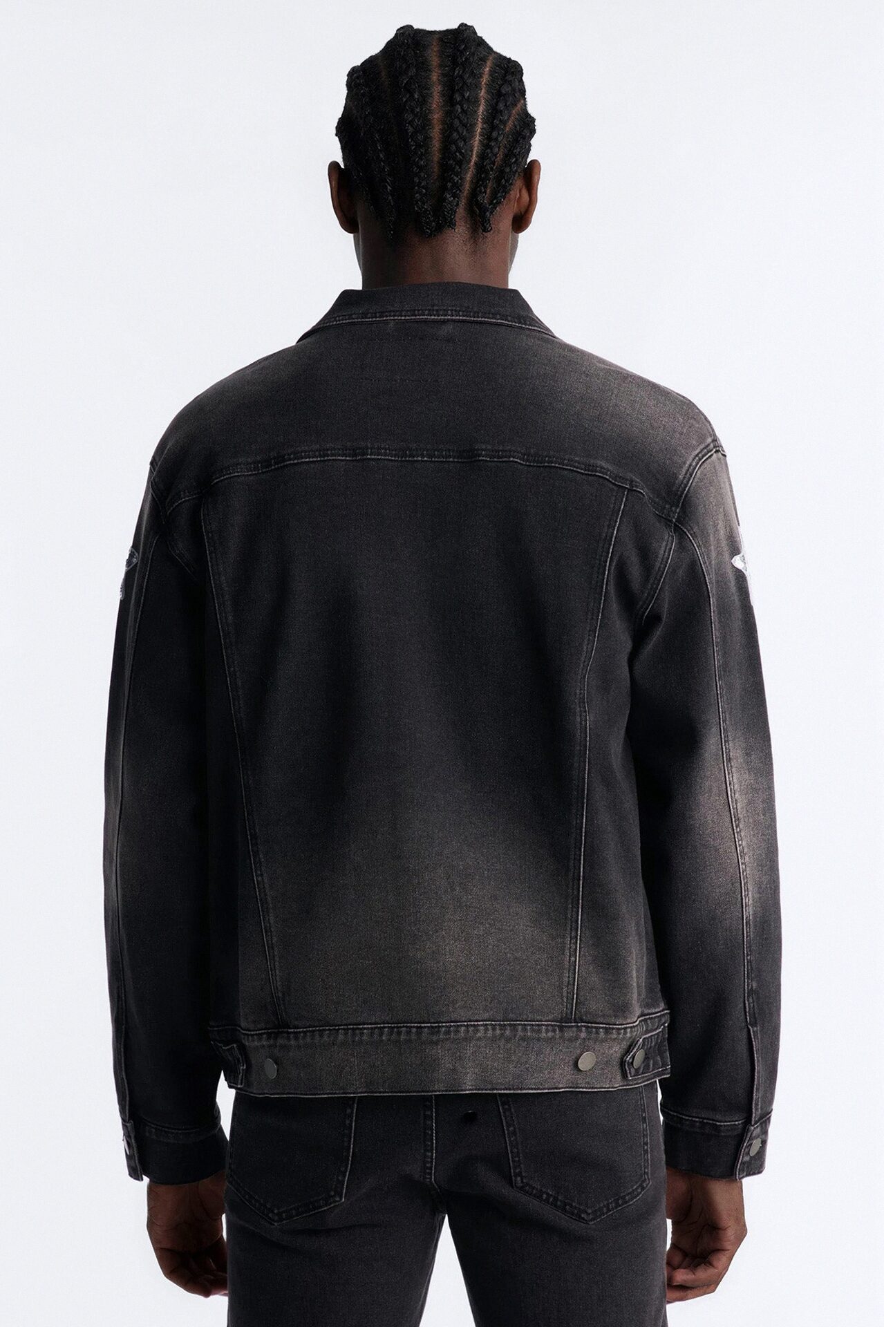 Electric Sequin Star Denim Trucker Jacket - Black Wash