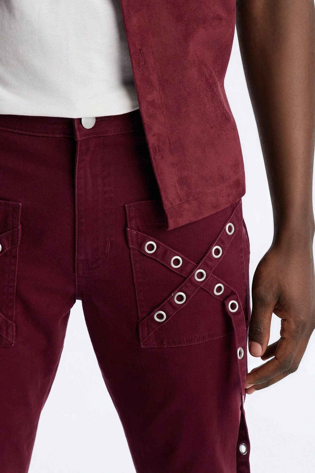 Stacked Slim Flare Retro Groove Pant - Burgundy