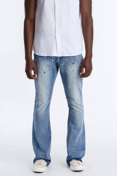 Stacked Skinny Flare Star Burst Jeans - Medium Blue Wash