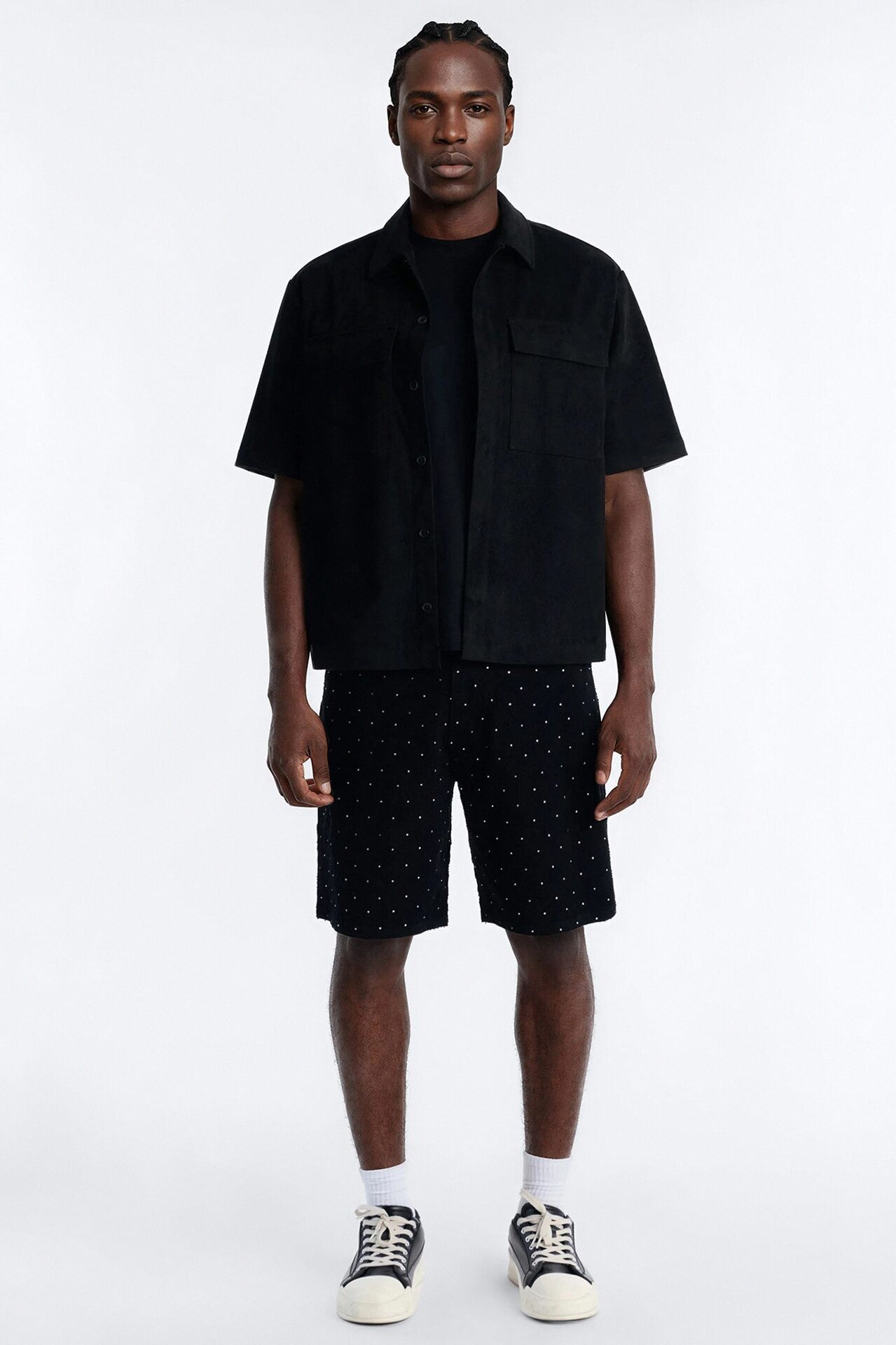 I Be Jeweled Relaxed Denim Short - Black