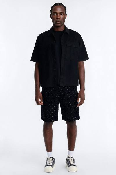 I Be Jeweled Relaxed Denim Short - Black
