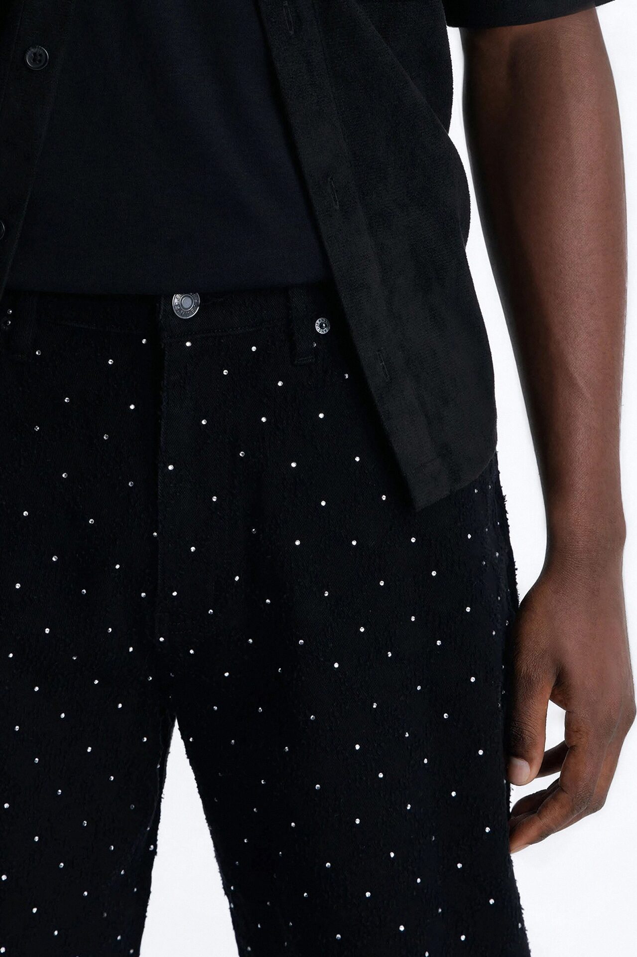 I Be Jeweled Relaxed Denim Short - Black