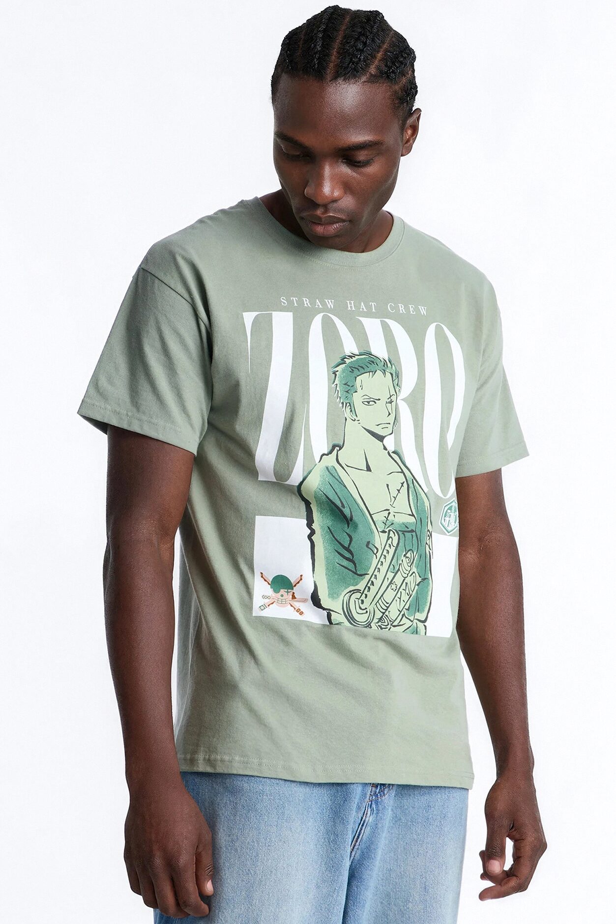 One Piece Zoro Pirate Hunter Oversized Short Sleeve Tee - Sage