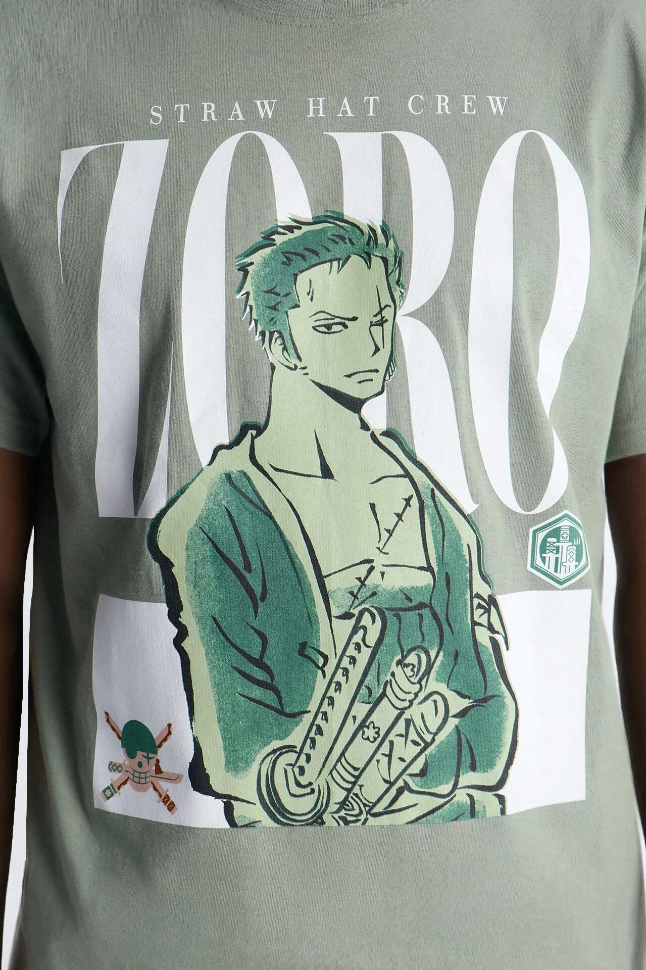 One Piece Zoro Pirate Hunter Oversized Short Sleeve Tee - Sage