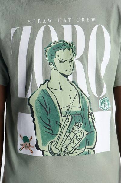 One Piece Zoro Pirate Hunter Oversized Short Sleeve Tee - Sage