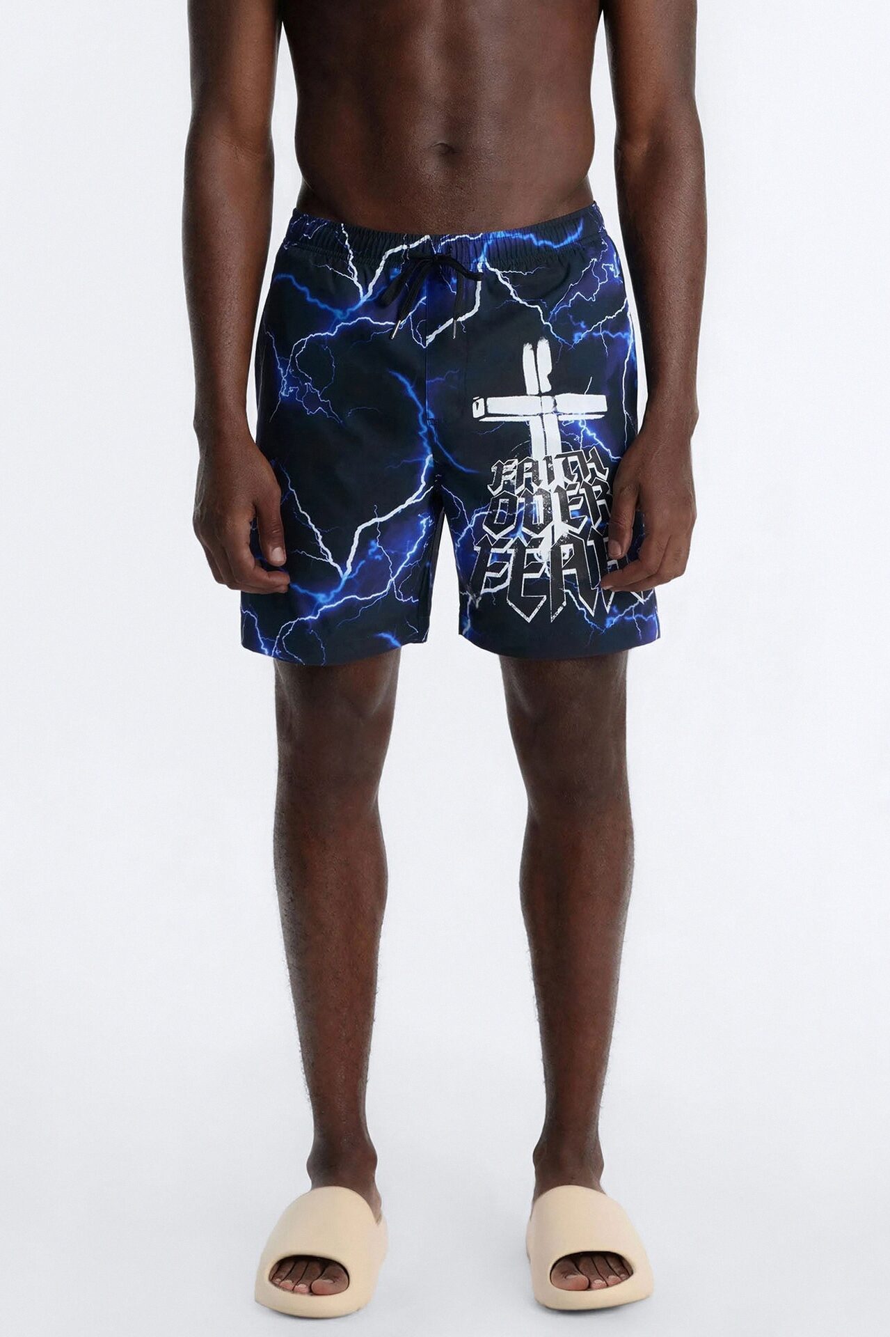 Faith Over Fear Swim Trunk 7″ - Black/Blue