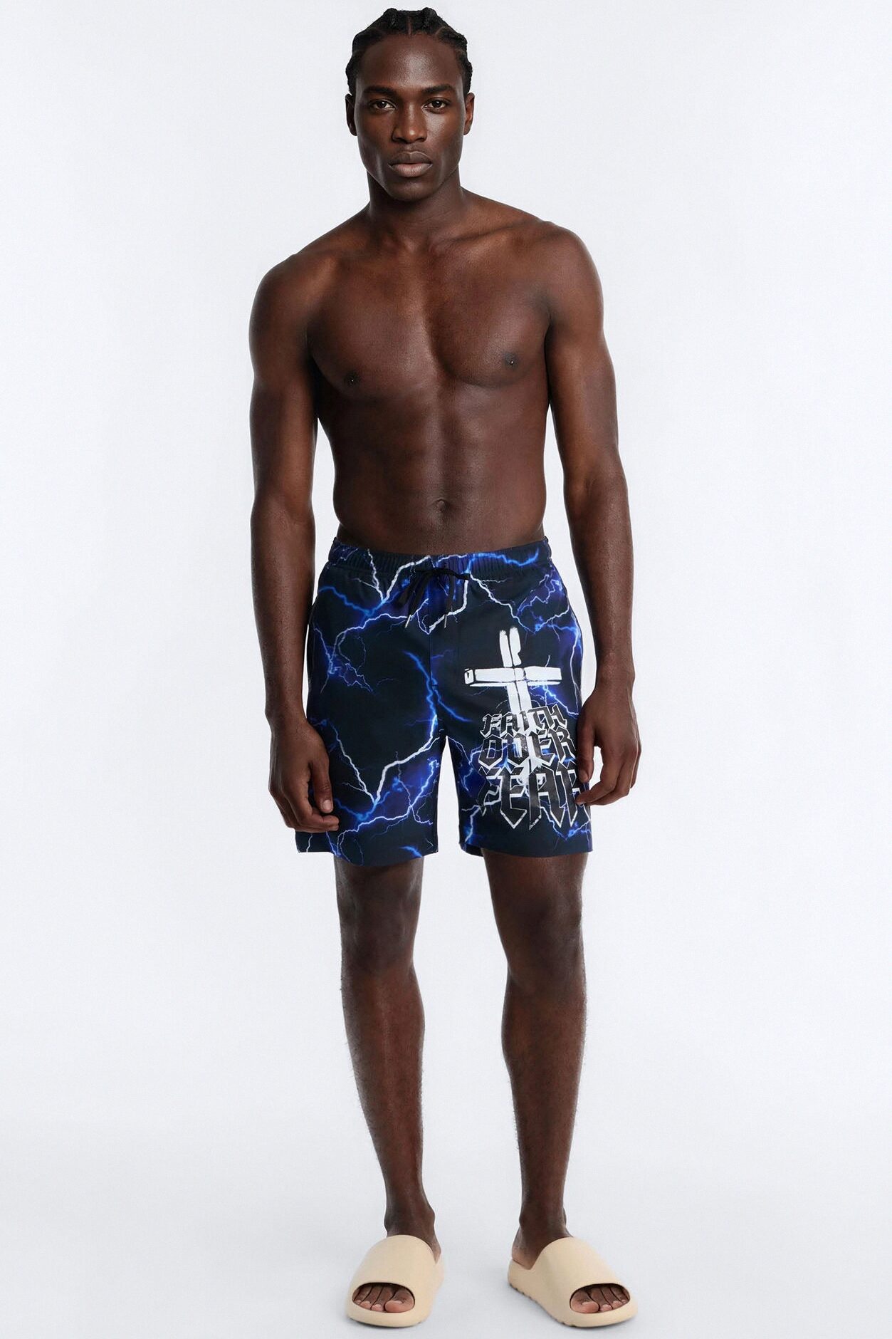 Faith Over Fear Swim Trunk 7″ - Black/Blue
