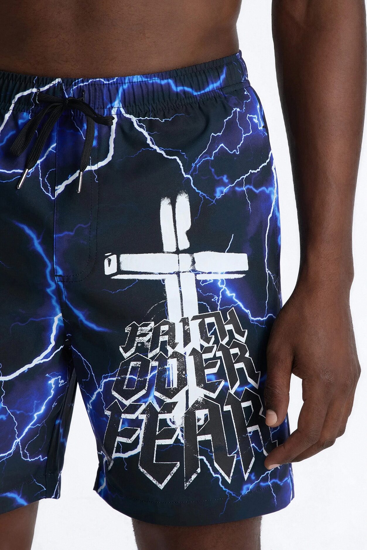 Faith Over Fear Swim Trunk 7″ - Black/Blue