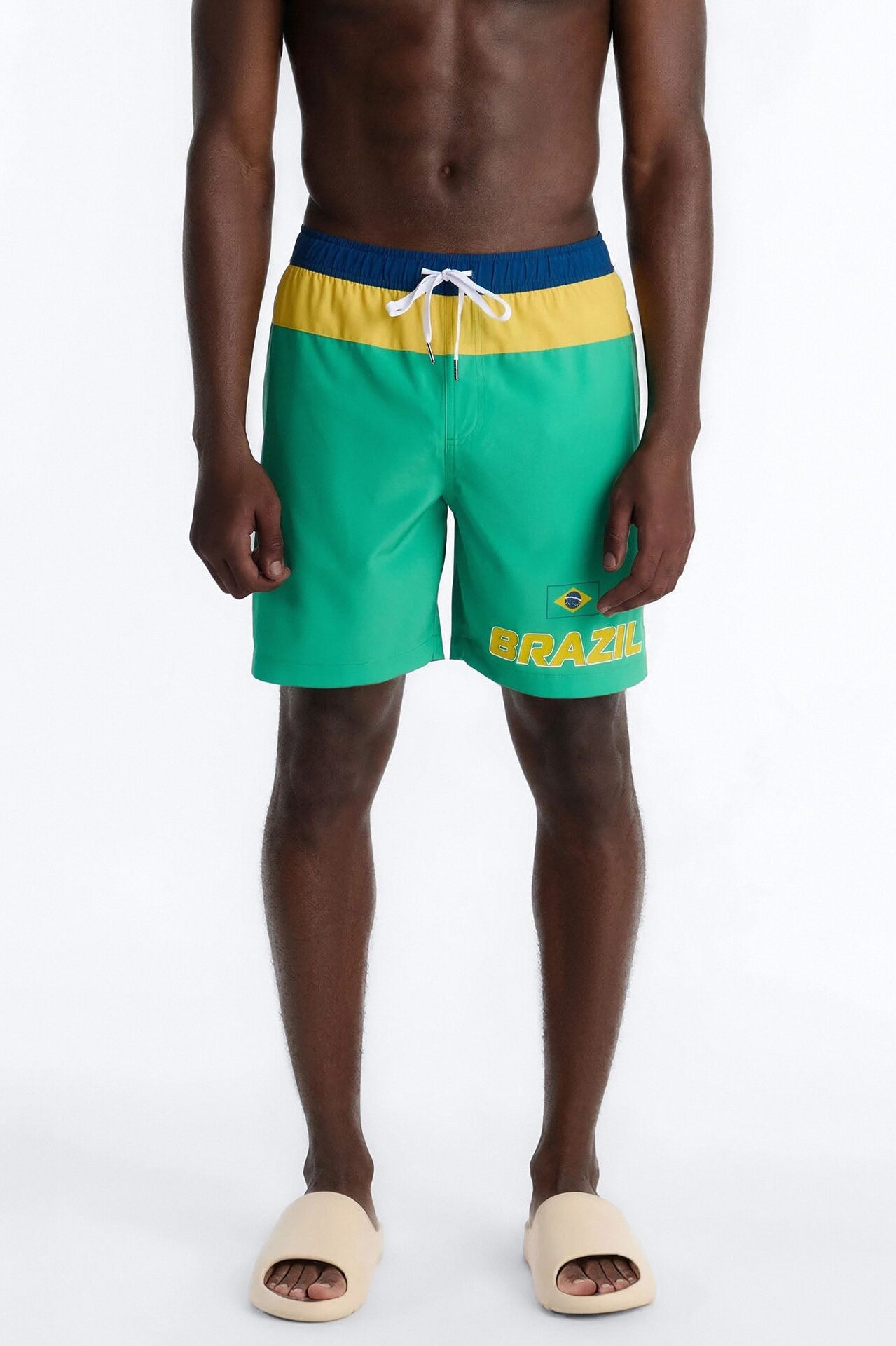Brazil International Printed Swim Trunk 7″ - Green