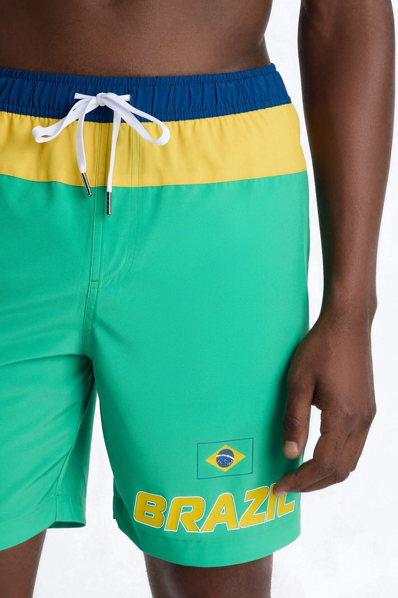 Brazil International Printed Swim Trunk 7″ - Green