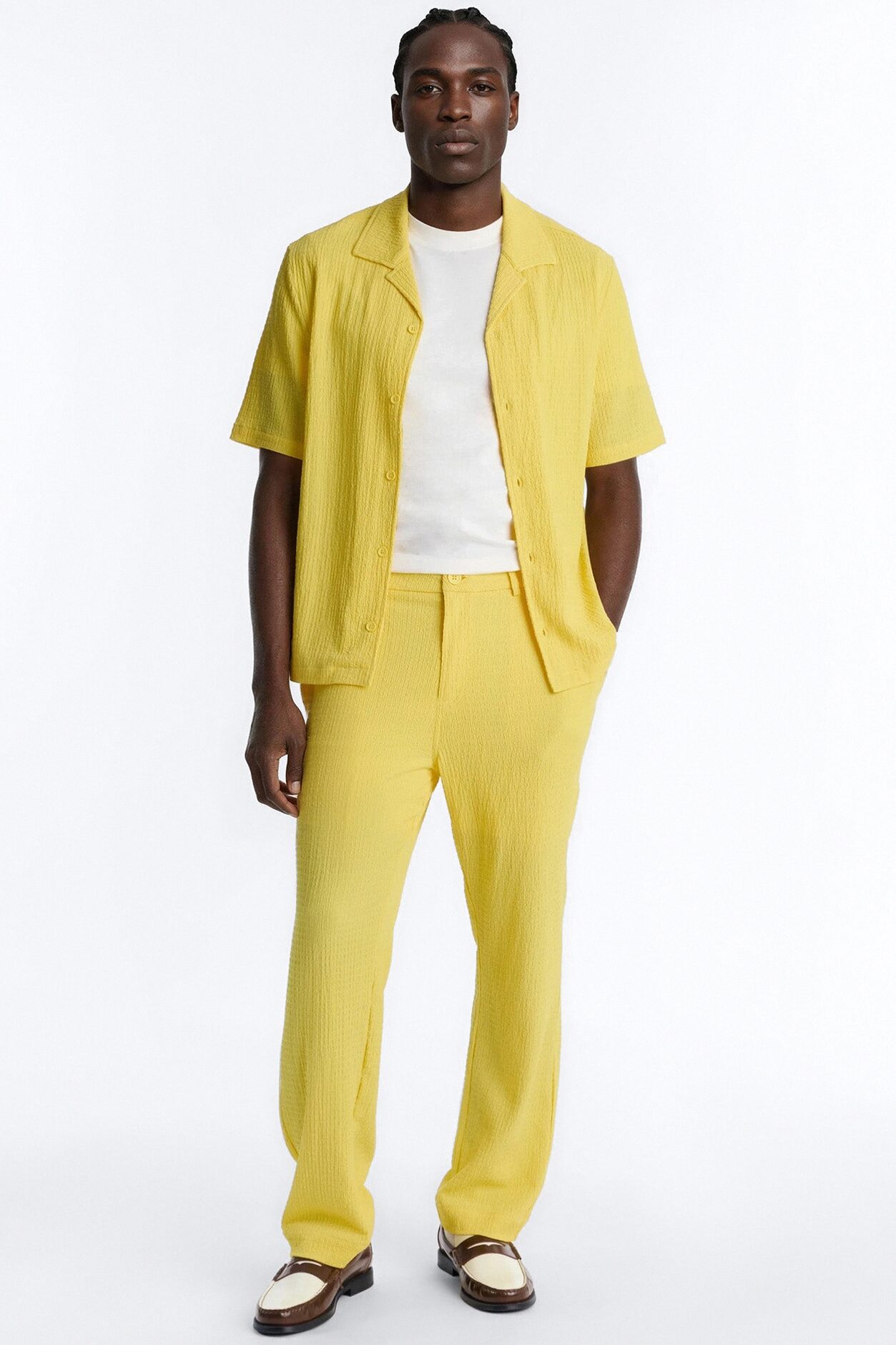 Burton Cuban Collar Button Up Shirt - Yellow
