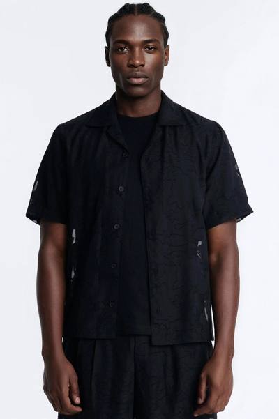 Duskforged Desert Rose Cuban Collar Button Up Shirt - Black