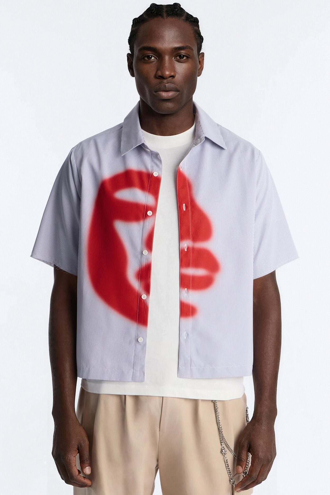 Half Visage Button Up Shirt - Blue/combo
