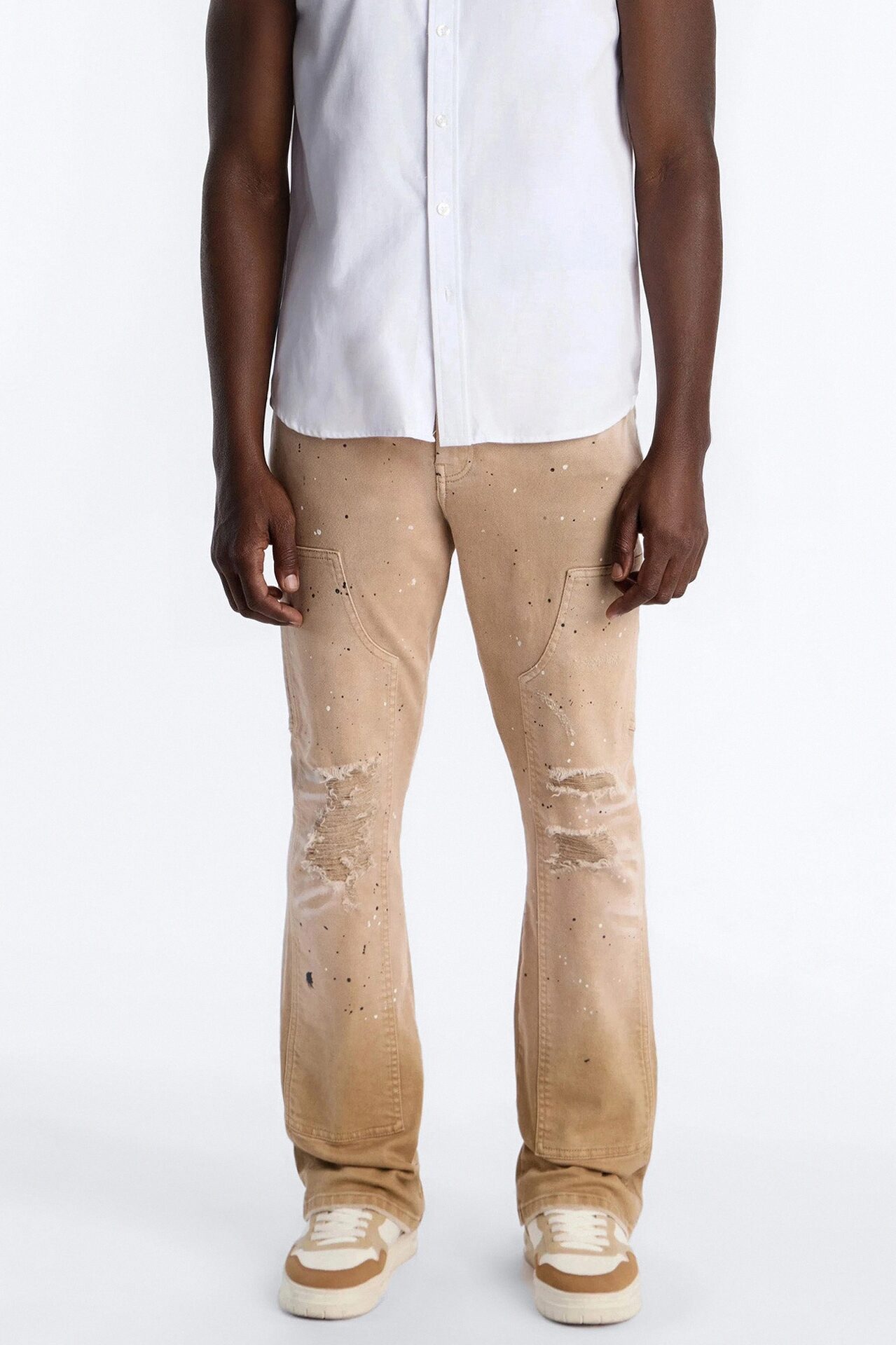 Stacked Skinny Flare Old Painters Carpenter Jean - Khaki