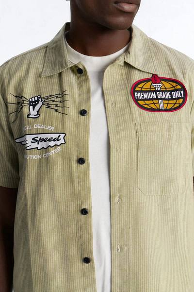 Cropped Overdrive Mode Striped Button Up Shirt - Sage