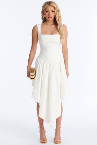 Claire Square Neck Midi Dress - White