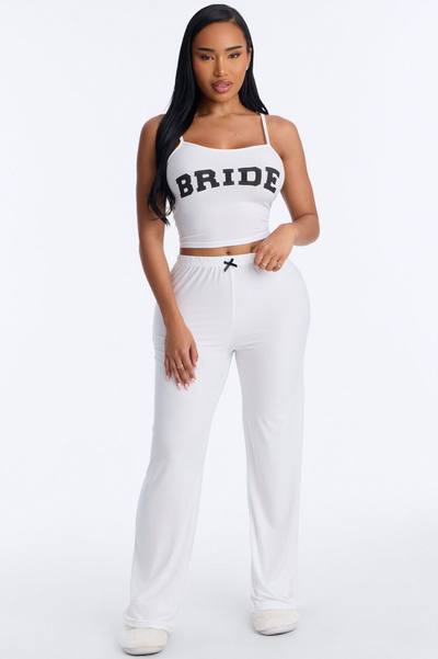 Bride Boarding PJ Set - White