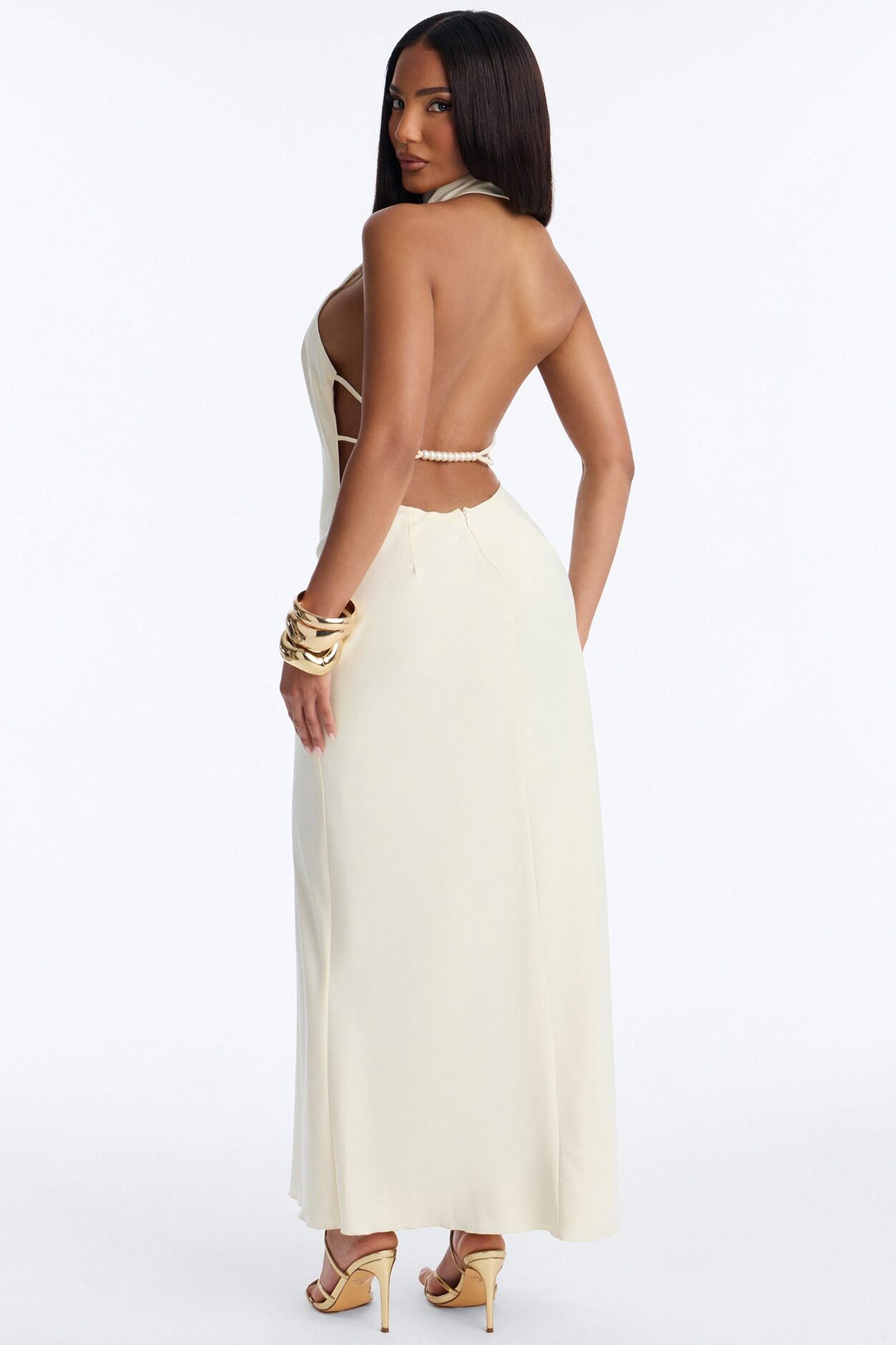 Sloane Satin Midi Dress - Off White