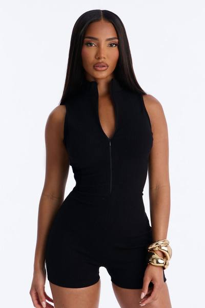 Carly Snatched Romper - Black