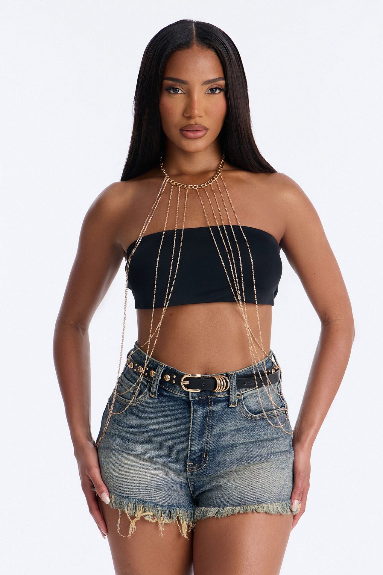 Double Crossing Hardware Body Chain - Gold