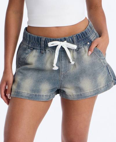 Fast Track Tie Waist Denim Shorts - Vintage Wash