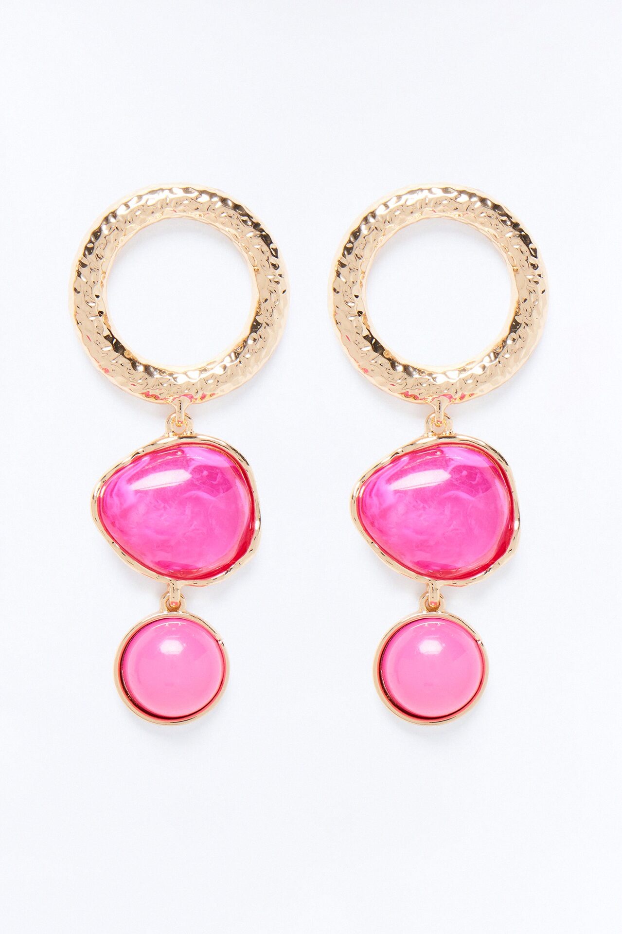 Sea Breeze Jeweled Drop Earrings - Gold/Pink