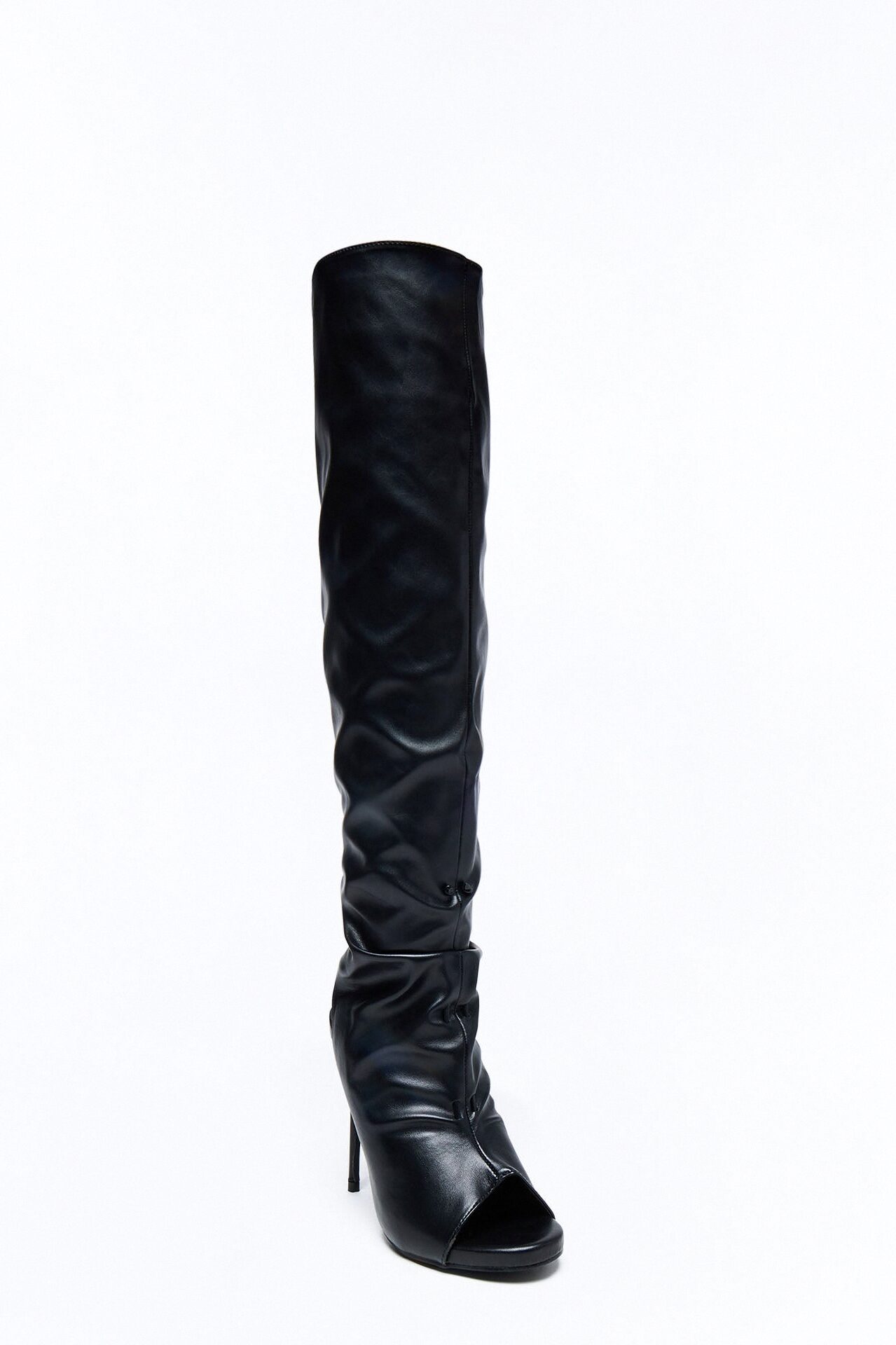 Alek Peep Toe Stiletto Boots - Black