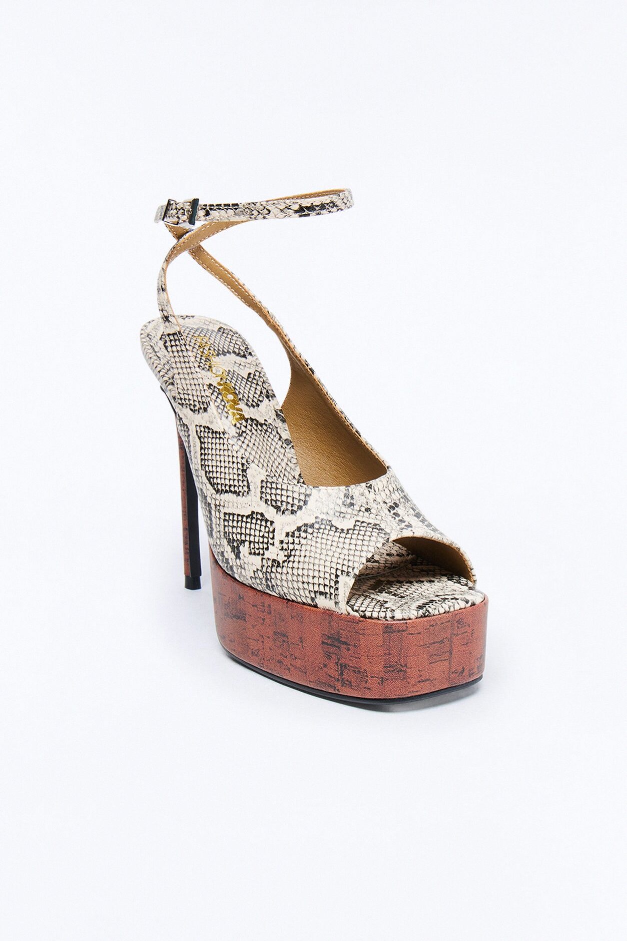 Fluid Peep Toe Platform Heels - Beige