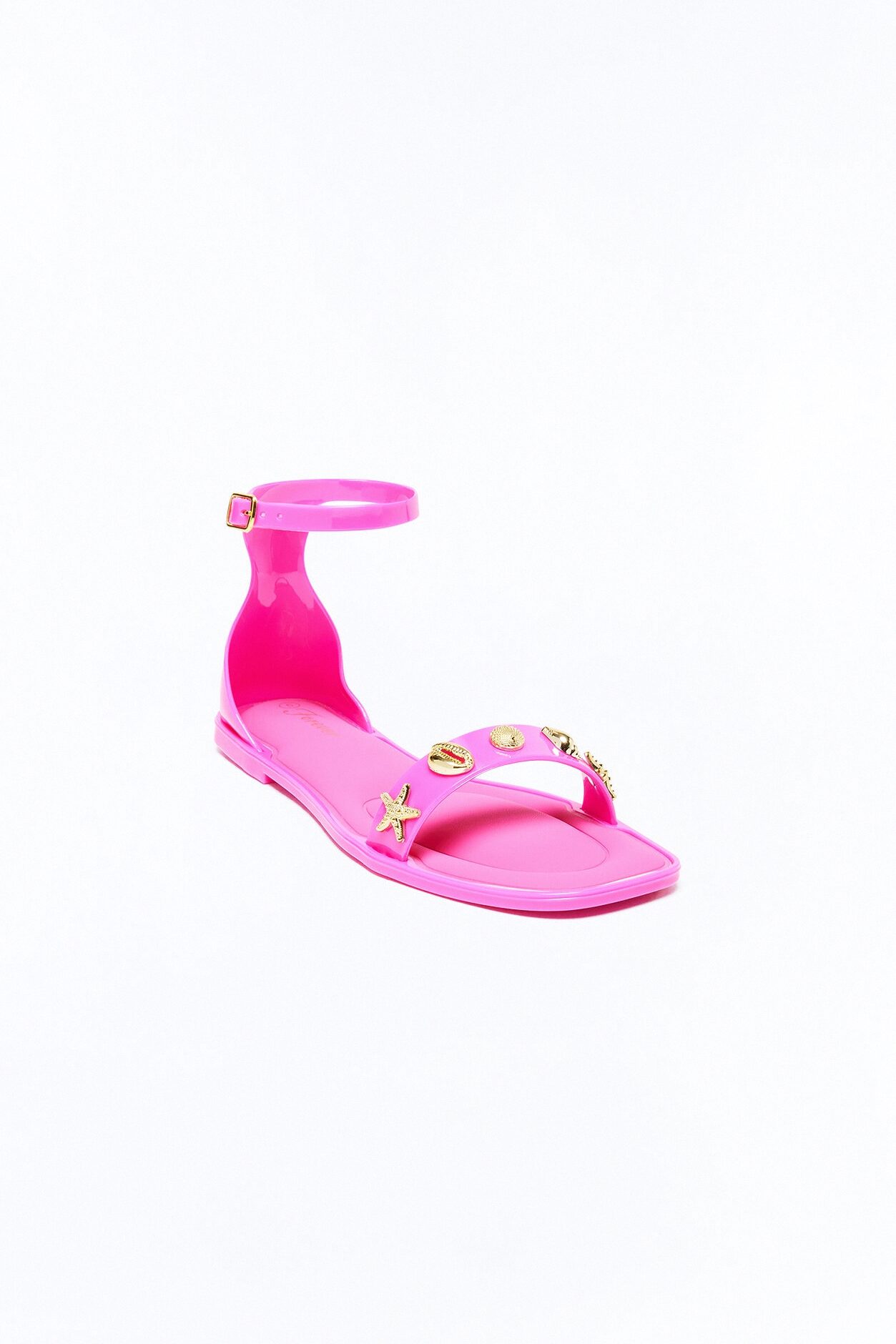 Sake Hardware Jelly Ankle Strap Sandals - Hot Pink